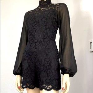 NWT bebe Rosa black lace romper open back M Boho